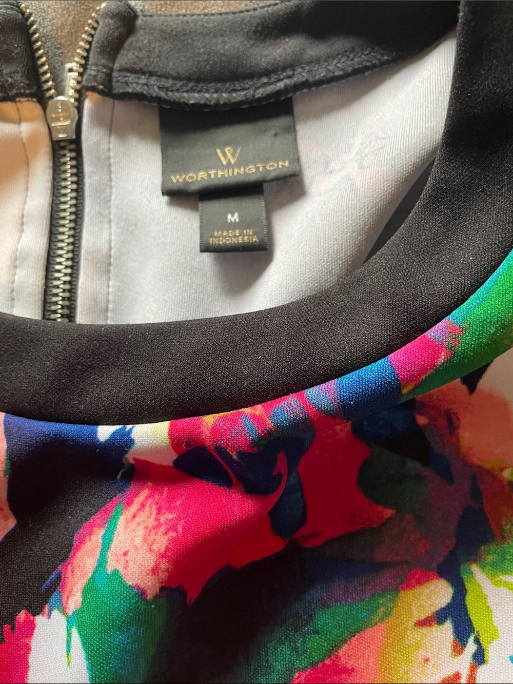 Worthington Floral Print Tank Top - Black, Pink, Green, White - Picture 2 of 8